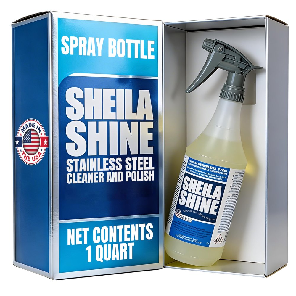 Sheila Shine 32oz Stainless Steel Cleaner and Polish - Cleans, Polishes & Protects Kitchen Appliances, Refrigerators, Sinks, Ovens & Grills - Leaves Streak Free Shine - Stainless Steel Spray Cleaner