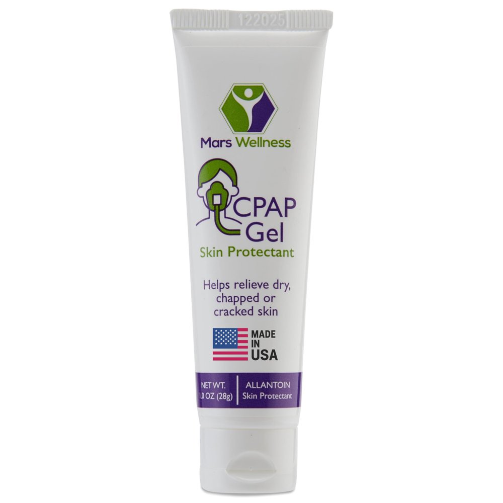 Mars Wellness CPAP Gel Skin Protectant  Soothing and Made in USA  1oz Before and After CPAP Mask Nose Mask Sealant  Ideal for Dry, Chapped, Cracked Skin - 1 Pack