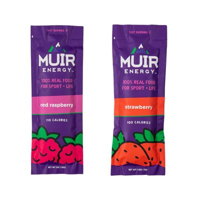 MUIR Fast Burn Variety Gel Pack - 24 Count (12 Red Raspberry, 12 Strawberry) - Organic Real Food Energy Gel for Runners, Endurance Athletes & Cyclists - Fast-Burning, Easy-to-Digest, Vegan, Non-GMO