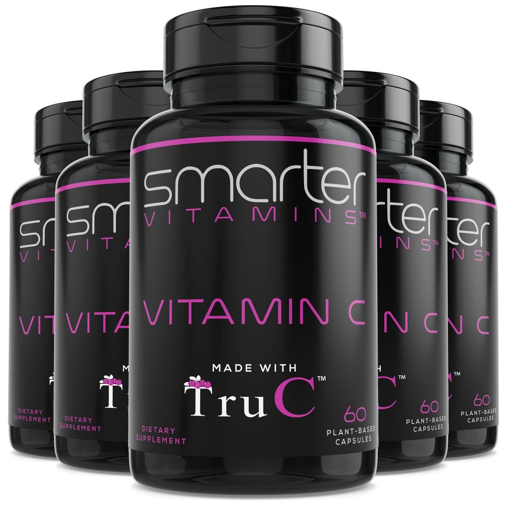 (5 Pack) Raw Whole Food Vitamin C from Berries, Premium Antioxidants, Bioflavonoids & Polyphenols, 300 Vegan Capsules