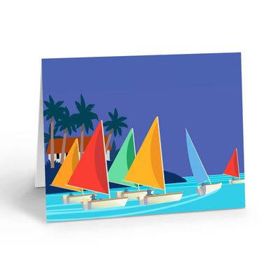 Stonehouse Collection | Colorful Sailboat Note Cards - 10 Boxed Cards & Envelopes - Sailing, Boating (Colorful Sailboats)