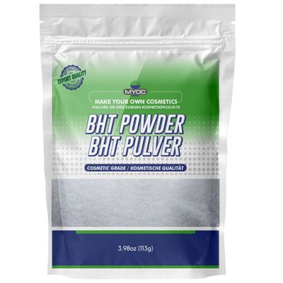 MYOC BHT Powder (113 g / 3.98 oz) - Cosmetic Grade Antioxidant Stabilizer for Oils Creams Serums Lotions & DIY Formulations