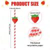 Vesici 100 Pcs Strawberry Straws Red White Striped Paper Straws Cute Fruit Themed Disposable Drinking Decorations for Baby Shower Birthday Valentines Strawberry Party Supplies 0.24 x 7.76 Inches view 3