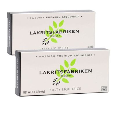 Lakritsfabriken Swedish Premium Liquorice - Soft Salty Black Licorice Candy - Vegan Candy, Gluten-Free, Dairy-Free, Nut-Free Juicy Candy - Gourmet Candies & Swedish Pastilles - 1.4 oz (2 Pack)