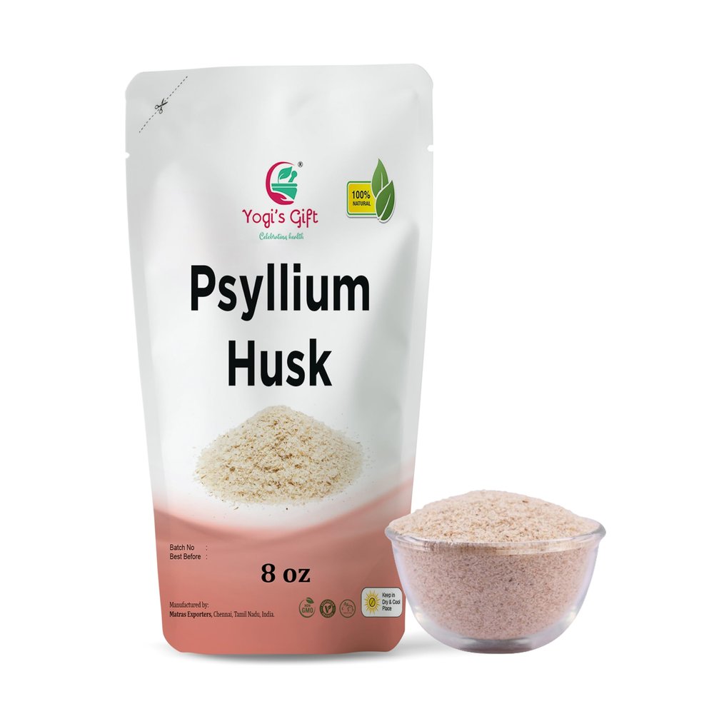 Psyllium Husk Whole 8 oz | 98% Purity | Use in Smoothies, Cooking and Baking | Unflavored, Fine Ground, 100% Natural, Non GMO | by Yogi's Gift