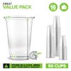 Stock Your Home 16 oz Clear Commercially Compostable Cold Cups (50 Pack), Eco Party Cup, Environmentally Friendly Disposable Sustainable for Water, Wine, Beer Sample view 2