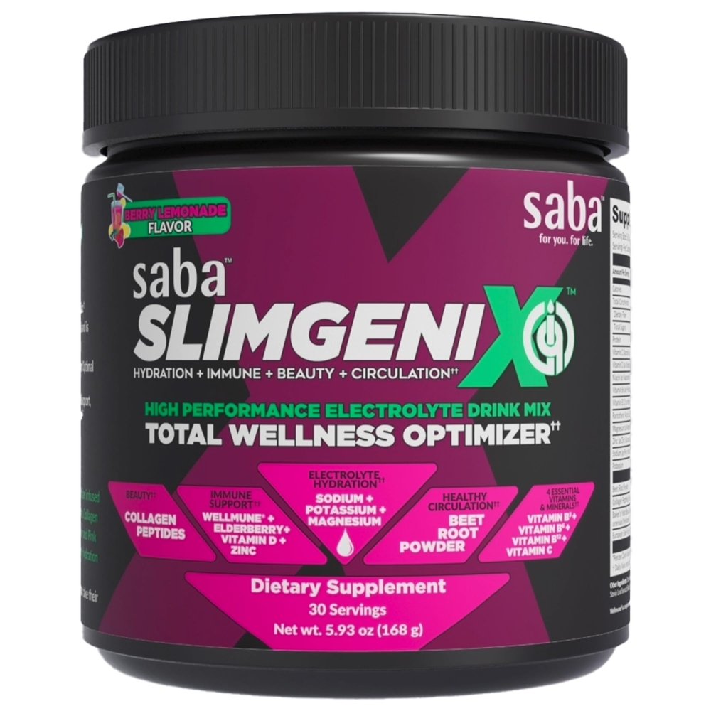 Saba SlimGenix IQ | 4-in-1 Optimizing Drink Mix | Berry Lemonade Flavor | Hydration + Immune Support + Circulation + Beauty | 30 Servings |