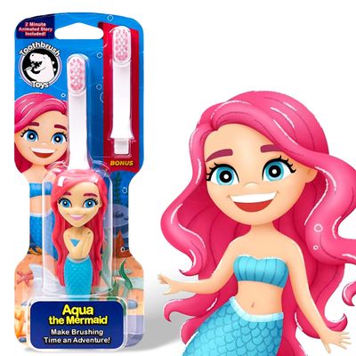Kids Soft Bristle Mermaid Toothbrush for Ages 2+, Gentle and Cute Toothbrush for Children with Replaceable Brush Head, Ergonomic Handle Kids Brush for Teeth Care Ideal for Toddlers, Mermaid Design