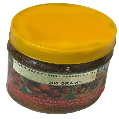 Authentic Nepali Akabare Khursani Powder Pickle Chhop Achar, Lemon & Gooseberry Mix Spicy - Natural Typical Nepali Flavor, Super Spicy Akabare Khursani Achar Chhop 200G