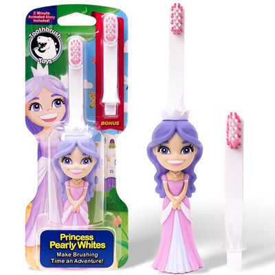 Kids Soft Bristle Princess Toothbrush for Ages 2+, Gentle and Cute Toothbrush for Children with Replaceable Brush Head, Ergonomic Handle Kids Brush for Teeth Care Ideal for Toddlers, Princess Design
