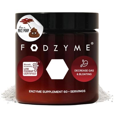 FODZYME Home Kit Digestive Enzymes for Gut Health, Relief for Bloating, Gas, Constipation, Diarrhea, Abdominal Pain, Low FODMAP, 60 Dose