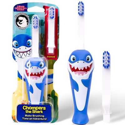 Kids Soft Bristle Shark Toothbrush for Ages 2+, Gentle and Cute Toothbrush for Children with Replaceable Brush Head, Ergonomic Handle Kids Brush for Teeth Care Ideal for Toddlers, Shark Design