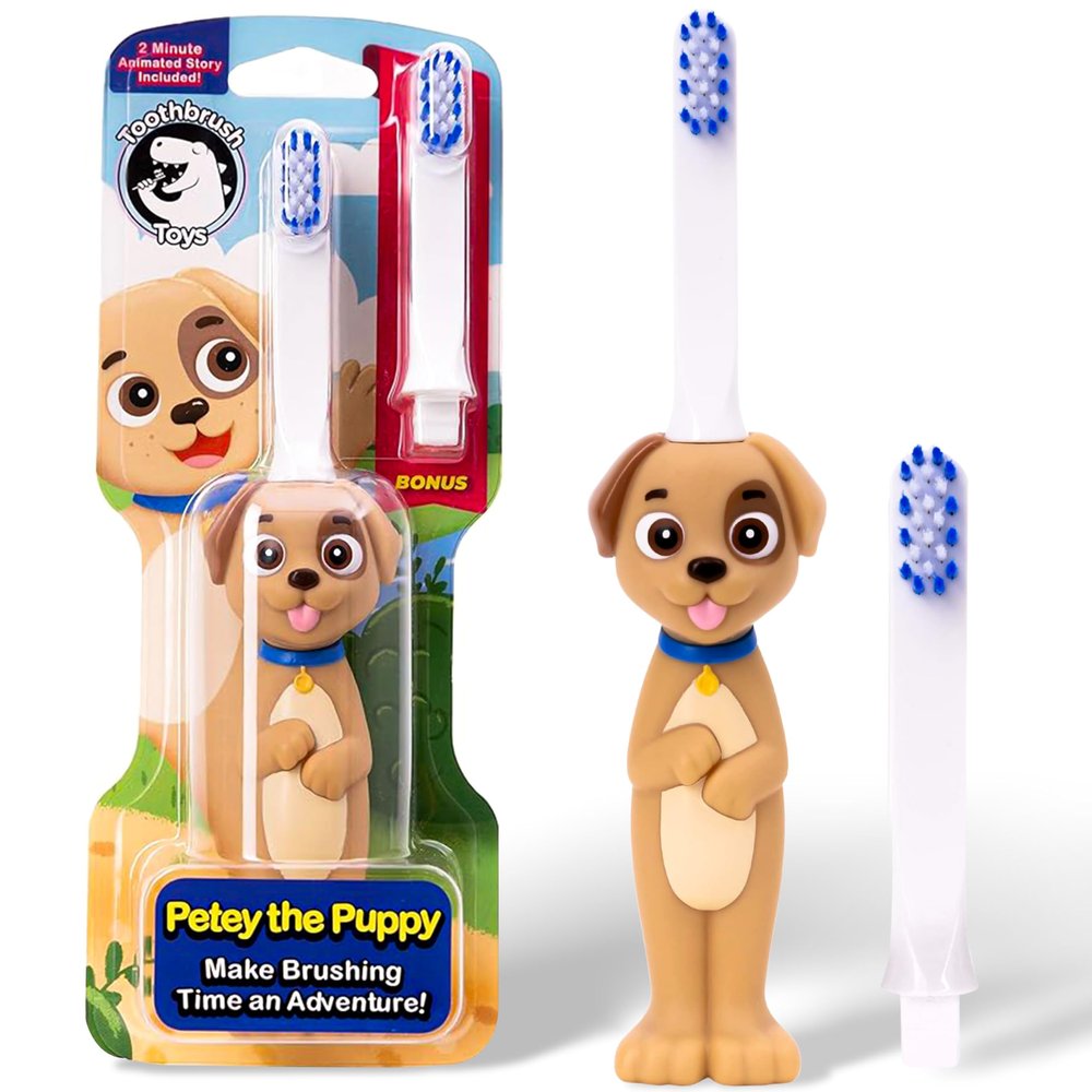 Kids Soft Bristle Puppy Toothbrush for Ages 2+, Gentle and Cute Toothbrush for Children with Replaceable Brush Head, Ergonomic Handle Kids Brush for Teeth Care Ideal for Toddlers, Puppy Design