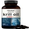 NatureBell Antarctic Krill Oil 2000mg Supplement, 240 Softgels, 3X Strength Natural Source of Omega-3s, EPA 240mg + DHA 160mg + Astaxanthin 800mcg  No Fishy Aftertaste  Mercury Free & Non-GMO view 1