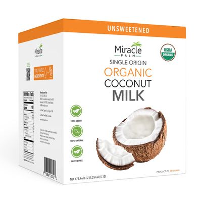 Organic Coconut Milk - 1.35 Gallon (173.46 Fl Oz) No Guar Gum, No Preservatives, Gluten Free, Vegan & Kosher Unsweetend Coconut Milk - 18% (Pack of 1)