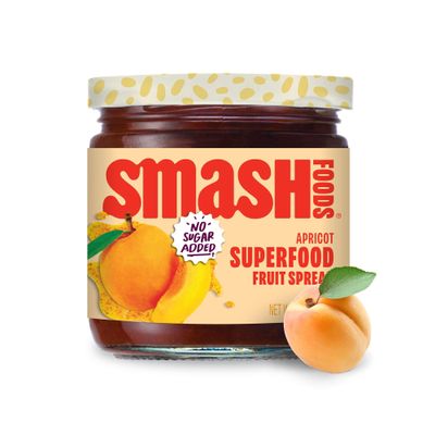 Smash Foods Fruit Jam | Subtly Sweet Keto Jam Made with Upcycled Berries and Other Simple Ingredients | Low-Calorie, Paleo, Superfood Fruit Jam No Sugar Added (Apricot, 1 Jar)
