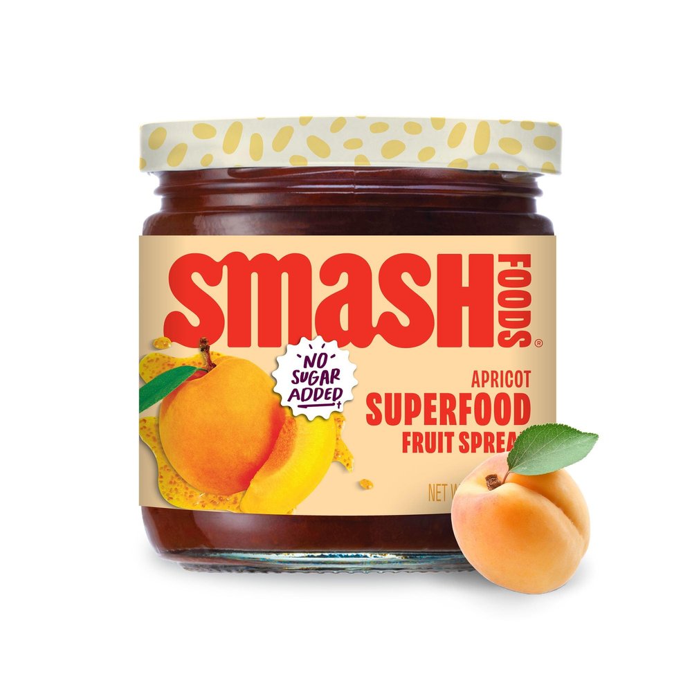 Smash Foods Fruit Jam | Subtly Sweet Keto Jam Made with Upcycled Berries and Other Simple Ingredients | Low-Calorie, Paleo, Superfood Fruit Jam No Sugar Added (Apricot, 1 Jar)