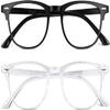 2 Pack Blue Light Blocking Glasses, Computer Reading/Gaming/TV/Phones Glasses for Women Men,Anti Eyestrain & UV Glare Black & White view 1