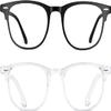 2 Pack Blue Light Blocking Glasses, Computer Reading/Gaming/TV/Phones Glasses for Women Men,Anti Eyestrain & UV Glare Black & White view 2