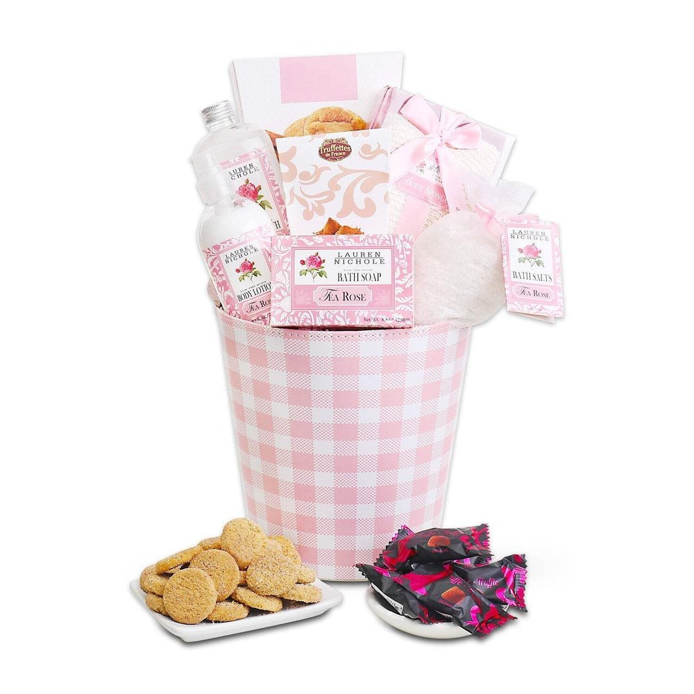 Alder Creek Gift Baskets Rose & Spa French Truffles Self Care Gift Basket