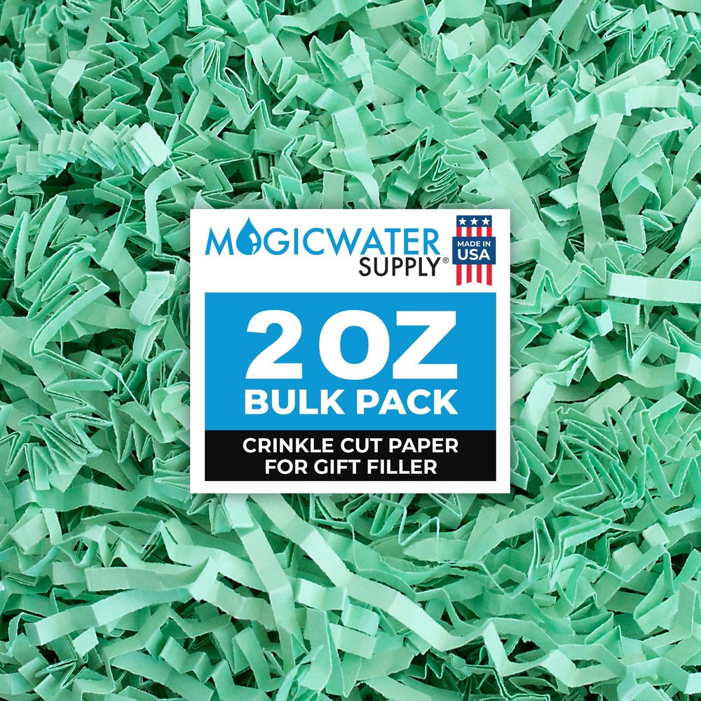 MagicWater Crinkle Cut Paper for Gift Baskets - 2 Oz - Mint Green - Perfect for Shredded Paper Filler, Basket Filler, Gift Boxes, Bridesmaid Gifts, Christmas Stuffers & More  Ideal for All Occasions