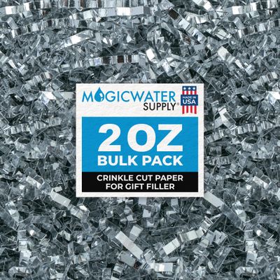 MagicWater Supply - 2 oz - Silver Metallic - Crinkle Cut Paper Shred Filler great for Gift Wrapping, Basket Filling, Birthdays, Weddings, Anniversaries