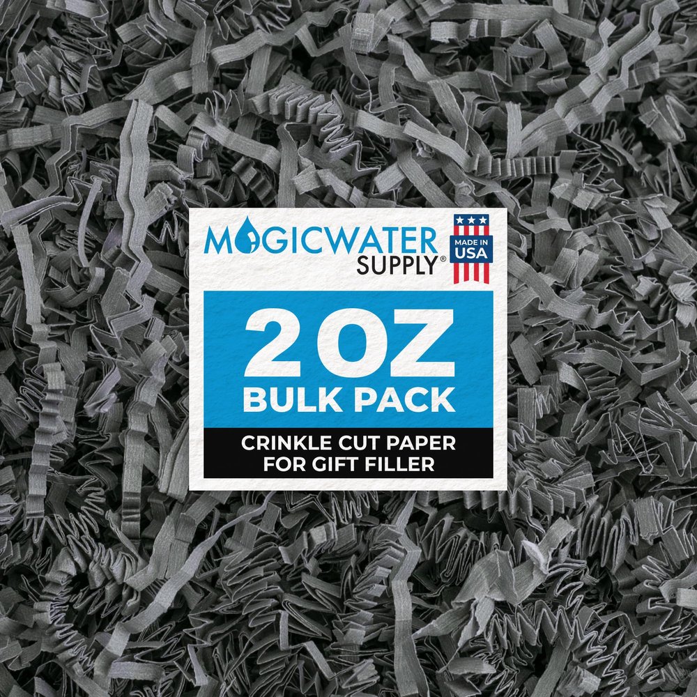 MagicWater Crinkle Cut Paper for Gift Baskets - 2 Oz - Slate Gray - Perfect for Shredded Paper Filler, Basket Filler, Gift Boxes, Bridesmaid Gifts, Christmas Stuffers & More Ideal for All Occasions