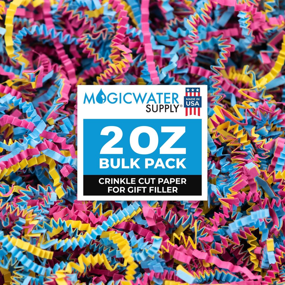 MagicWater Crinkle Cut Paper for Gift Baskets - 2 Oz - Fiesta Blend - Perfect for Shredded Paper Filler, Basket Filler, Gift Boxes, Bridesmaid Gifts, Christmas Stuffers & More For All Occasions