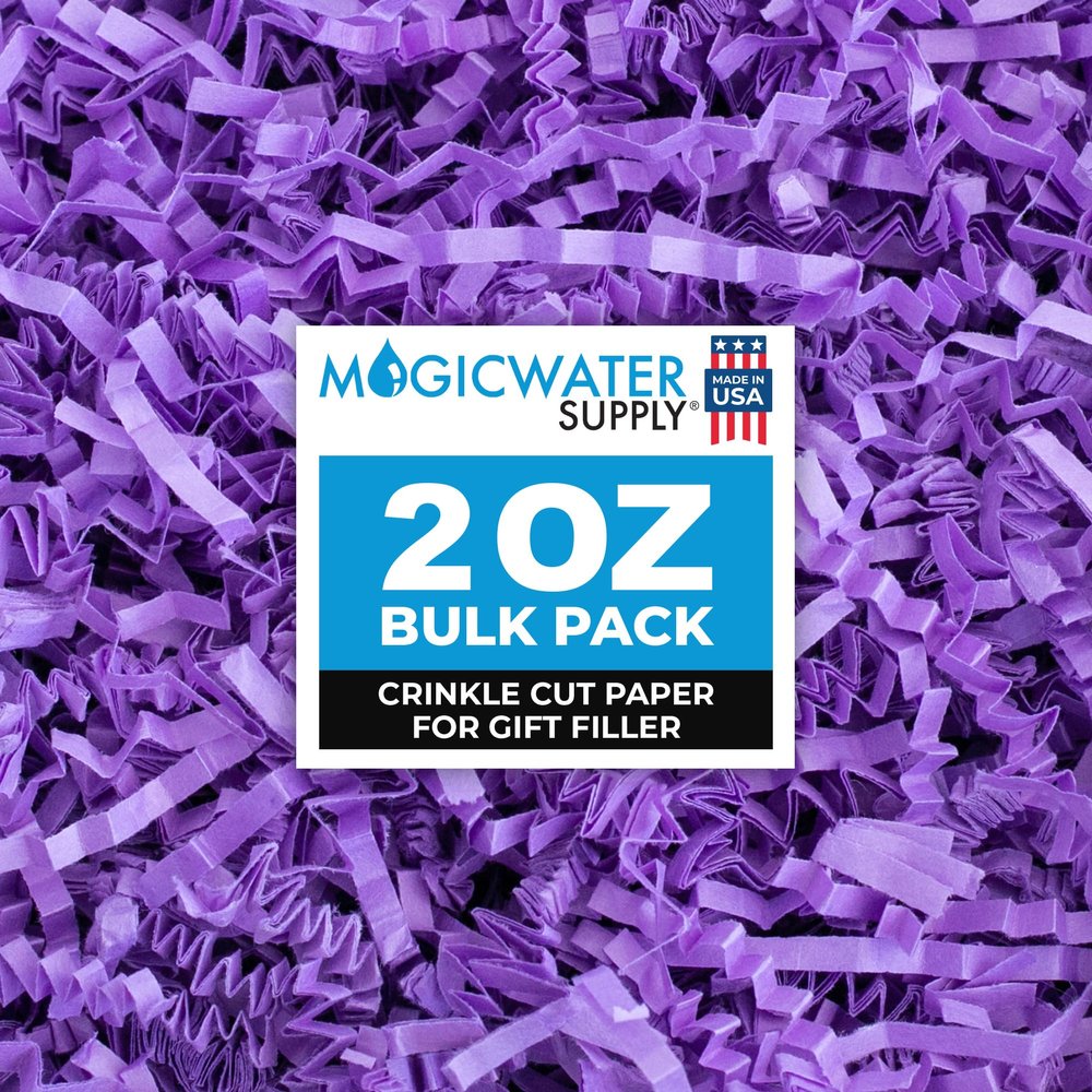 MagicWater Crinkle Cut Paper for Gift Baskets - 2 Oz - Purple - Perfect for Shredded Paper Filler, Basket Filler, Gift Boxes, Bridesmaid Gifts, Christmas Stuffers & More  Ideal for All Occasions