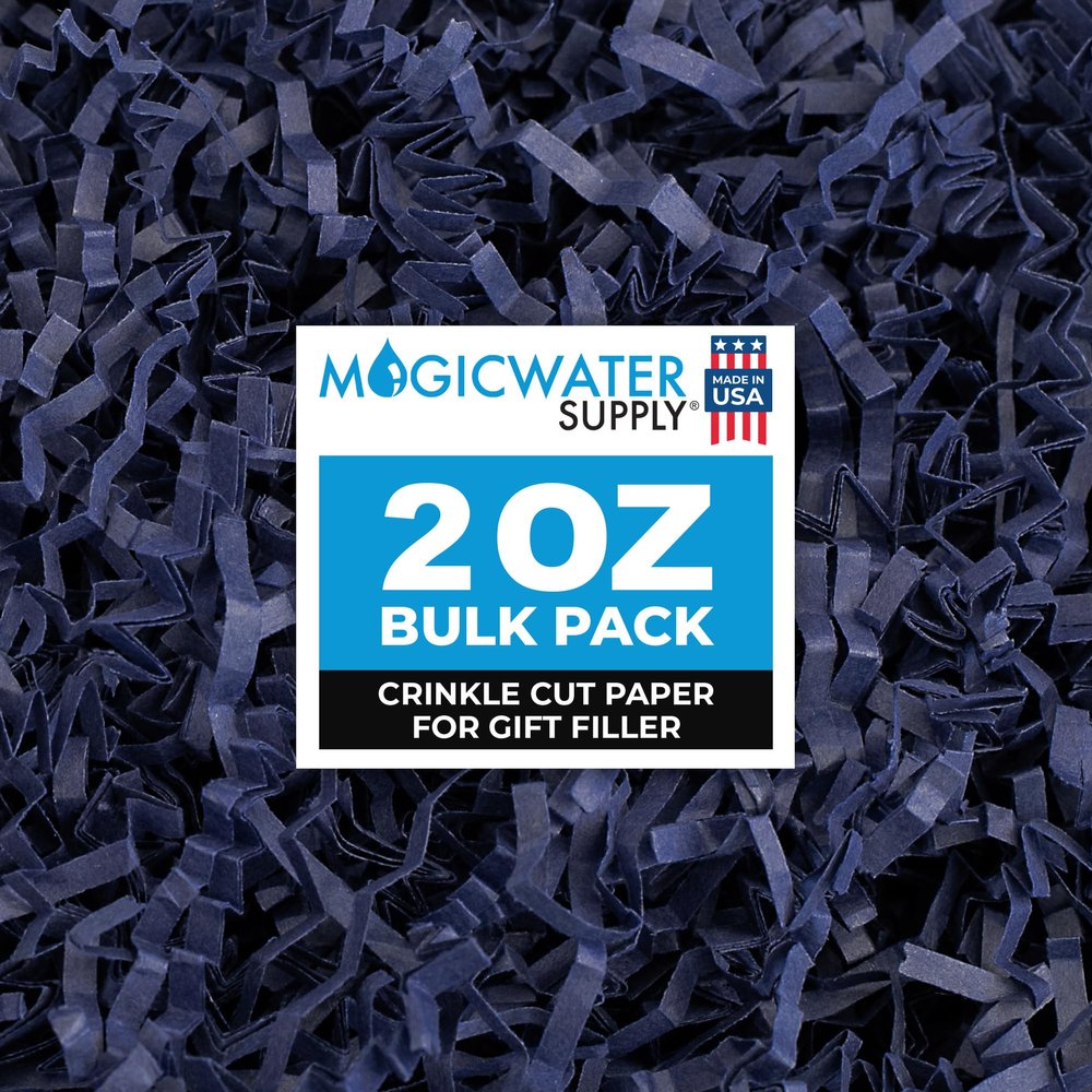 MagicWater Crinkle Cut Paper for Gift Baskets - 2 Oz - Navy Blue - Perfect for Shredded Paper Filler, Basket Filler, Gift Boxes, Bridesmaid Gifts, Christmas Stuffers & More Ideal for All Occasions