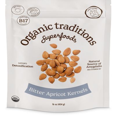 Organic Traditions Apricot Kernels Sundried - Natural Source of Vitamin B17 Sweet & Bitter Raw Apricot Seeds 16oz