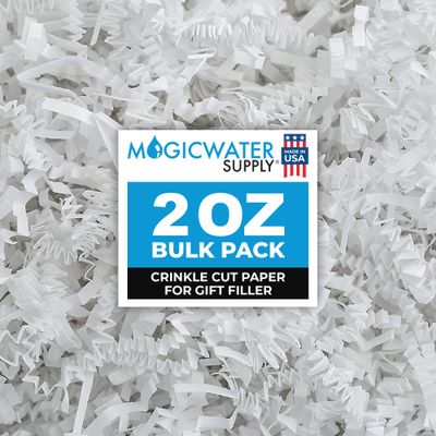 MagicWater Crinkle Cut Paper for Gift Baskets - 2 Oz - White - Perfect for Shredded Paper Filler, Basket Filler, Gift Boxes, Bridesmaid Gifts, Christmas Stuffers & More  Ideal for All Occasions