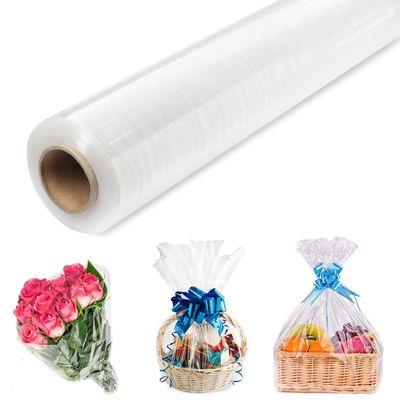 Wrap Junky Premium 3mm Thick Clear Cellophane Wrap Roll | 31.5" x 100ft (Unfolded) Folded to 15.7" | Cellophane Wrap for Gift Baskets | Clear Wrapping Paper for Food, Flower & Craft