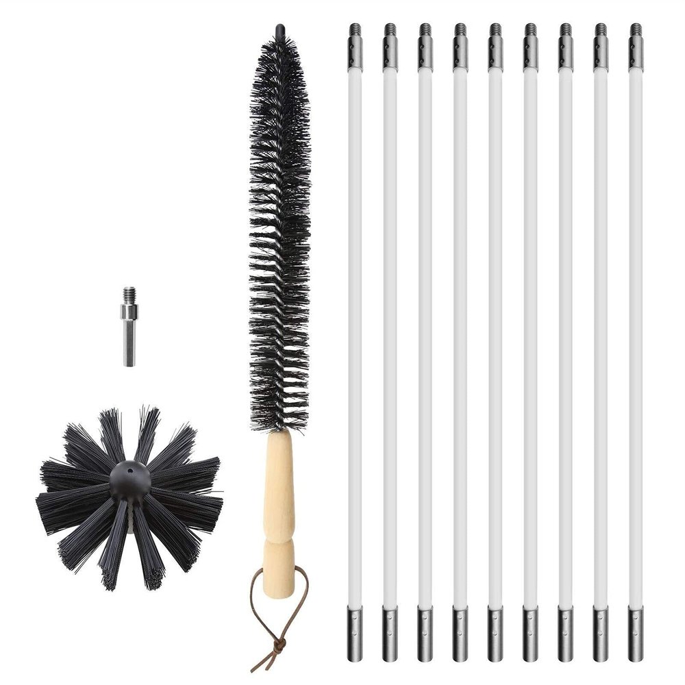 chimney sweep kit Flexible Dryer Vent Cleaning Kit Lint Remover Dryer Vent Brush Cleaning Kit Fireplace Chimney Brushes , 9/18 Rods And Brush Head Use With Or Without A Power Drill ( Color : 9 Rods ,