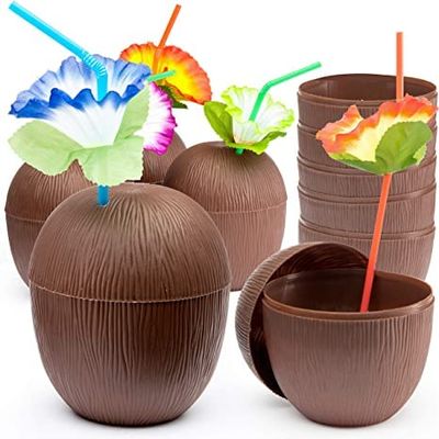 Coconut Cups With Hibiscus Straws