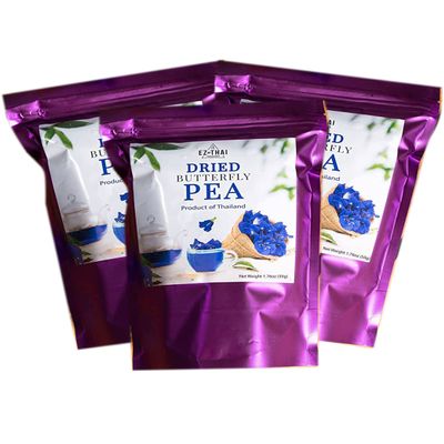 (1.76 oz x 3packs) EZ THAI - Premium Grade THAI Dried Butterfly Pea Flower Tea 1.76 Oz - Food Cloring - Natural Organic Non-GMO, Vegan, Caffeine Free, Relaxation, Chill Sleep, Loose Leaves Tea