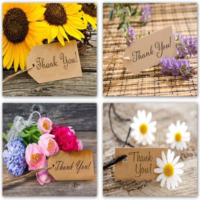Small World Greetings Flower Thank You Cards 12 Count - Blank Inside with Envelopes - A2 Size (5.5x4.25) - Family, Friends, Colleagues, and More
