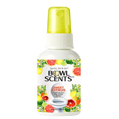 Bowl Scents Toilet Spray | Prevents Nasty Poop Smell | Easy to Use - Just Spritz Before You Sit (Citrus, 2 oz)