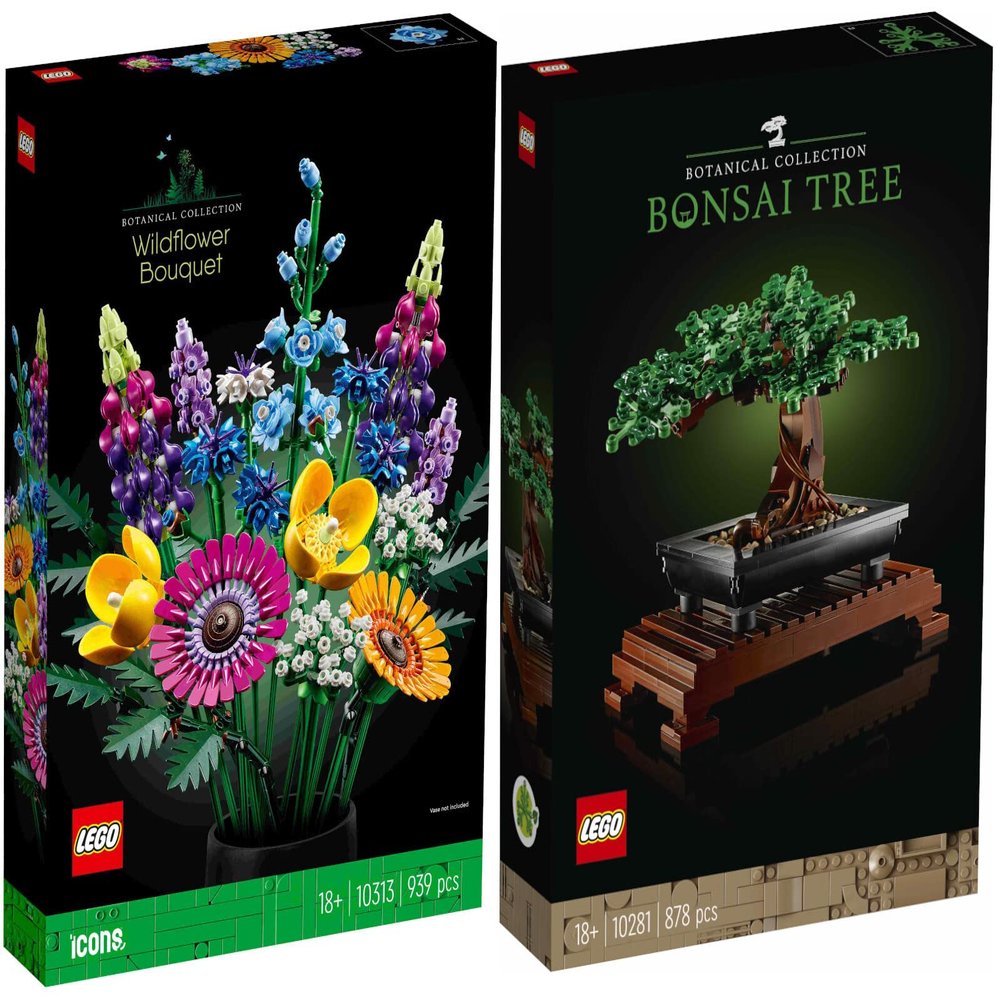 Lego Set of 2: 10281 Bonsai Tree & 10313 Wild Flower Bouquet