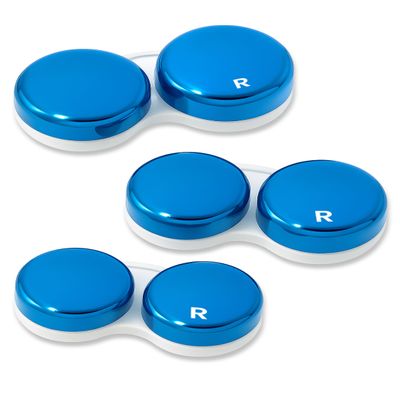 SPORTS WORLD VISION 3pcs OptiCool Contact Lens Cases - Metallic Design Contact Lenses Case Box - Cute Screw Top Contact Solution Holder Same Style Per Order