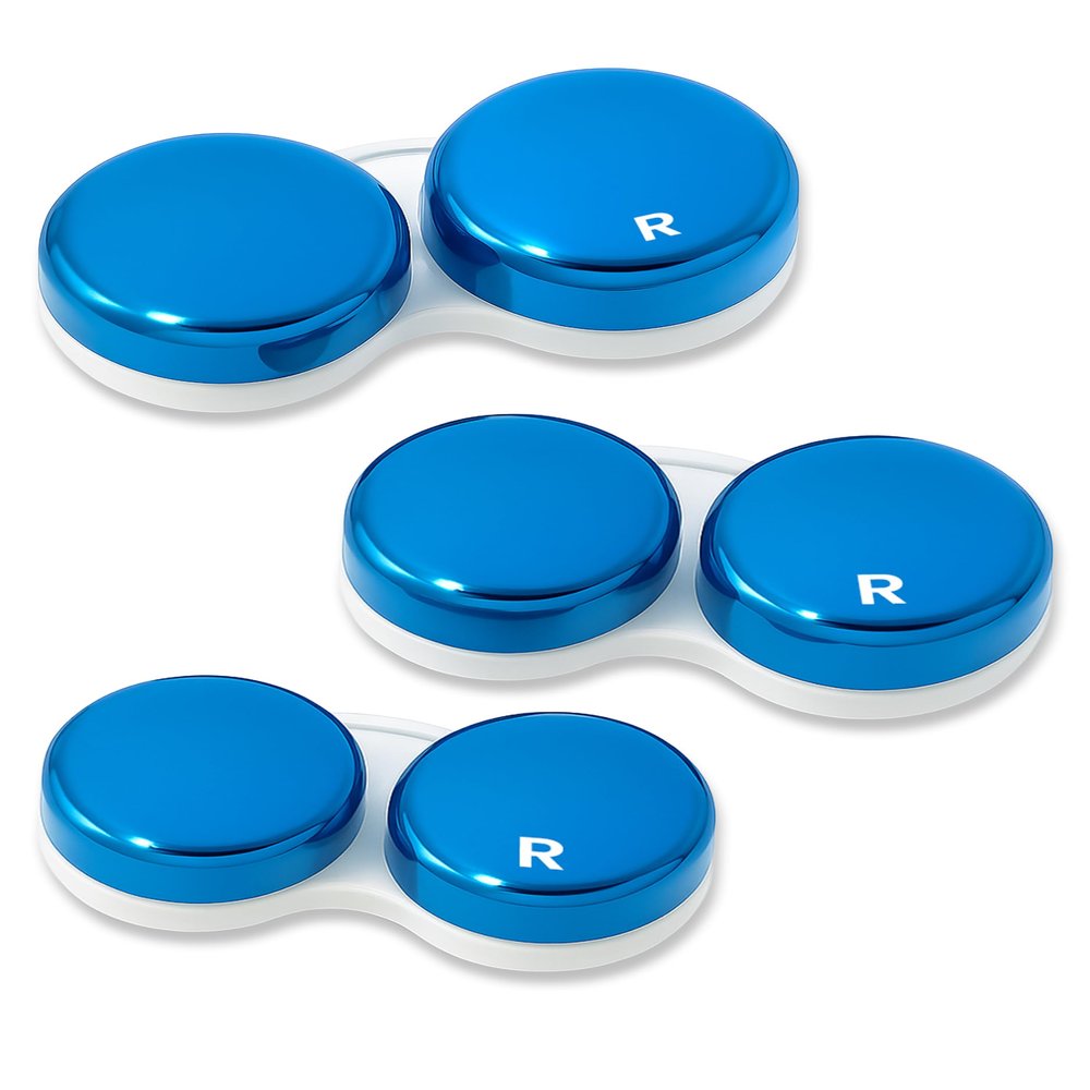 SPORTS WORLD VISION 3pcs OptiCool Contact Lens Cases - Metallic Design Contact Lenses Case Box - Cute Screw Top Contact Solution Holder Same Style Per Order