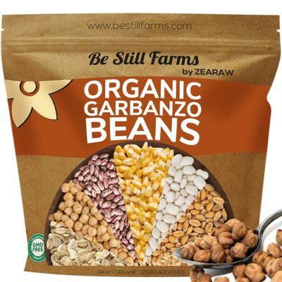 Be Still Farms Organic Chickpeas Garbanzo Beans Dry 2.8 lb - Dried Chick Peas - Great Protein for Tofu, Tahini - Similar to Soy Beans | USDA Certified | Vegan | Non-GMO | Gluten Free
