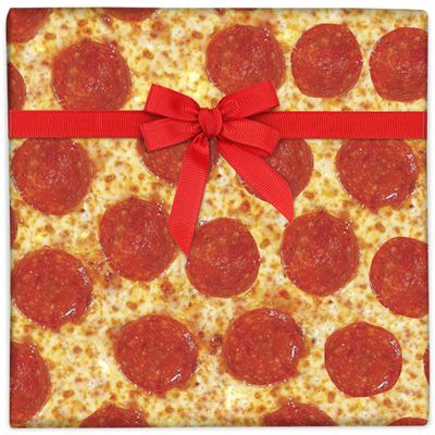 Pizza Wrapping Paper - 6 Sheets of Birthday Gift Wrap and Tags - Food Themed - Funny Wrapping Paper for Men Women Kids - Comes with Fun Stickers - Recyclable Christmas Gift Wrap - By Central 23