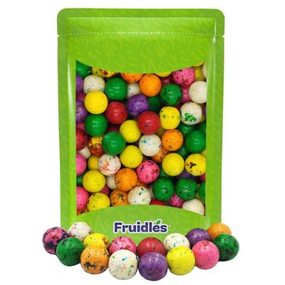 Fruidles Multicolor Chewing Gum, Splat Paint Design, Candy Buffet Treats, Machine Size Refills, Kosher Certified Parve, 1" Inch (Half-Pound)
