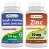 Best Naturals Acetyl L-Carnitine and Alpha Lipoic Acid 750 mg & Zinc Gluconate 50mg view 1