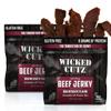 Wicked Cutz BBQ Mesquite Beef Jerky, 21g Protein Per Bag, Tender & Easy to Chew Alternative to Beef Sticks, USA Made High Protein Carnivore Snacks (2 Bags) view 1