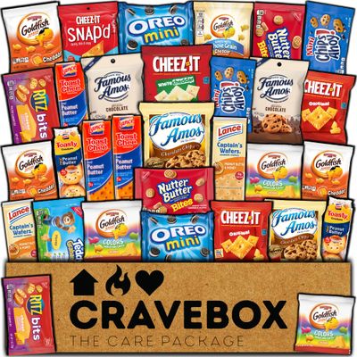 CRAVEBOX Cookies and Crackers Snack Box Variety - Valentines - College Back to School - Gift for Kids, Adults, Guys, and Girls
