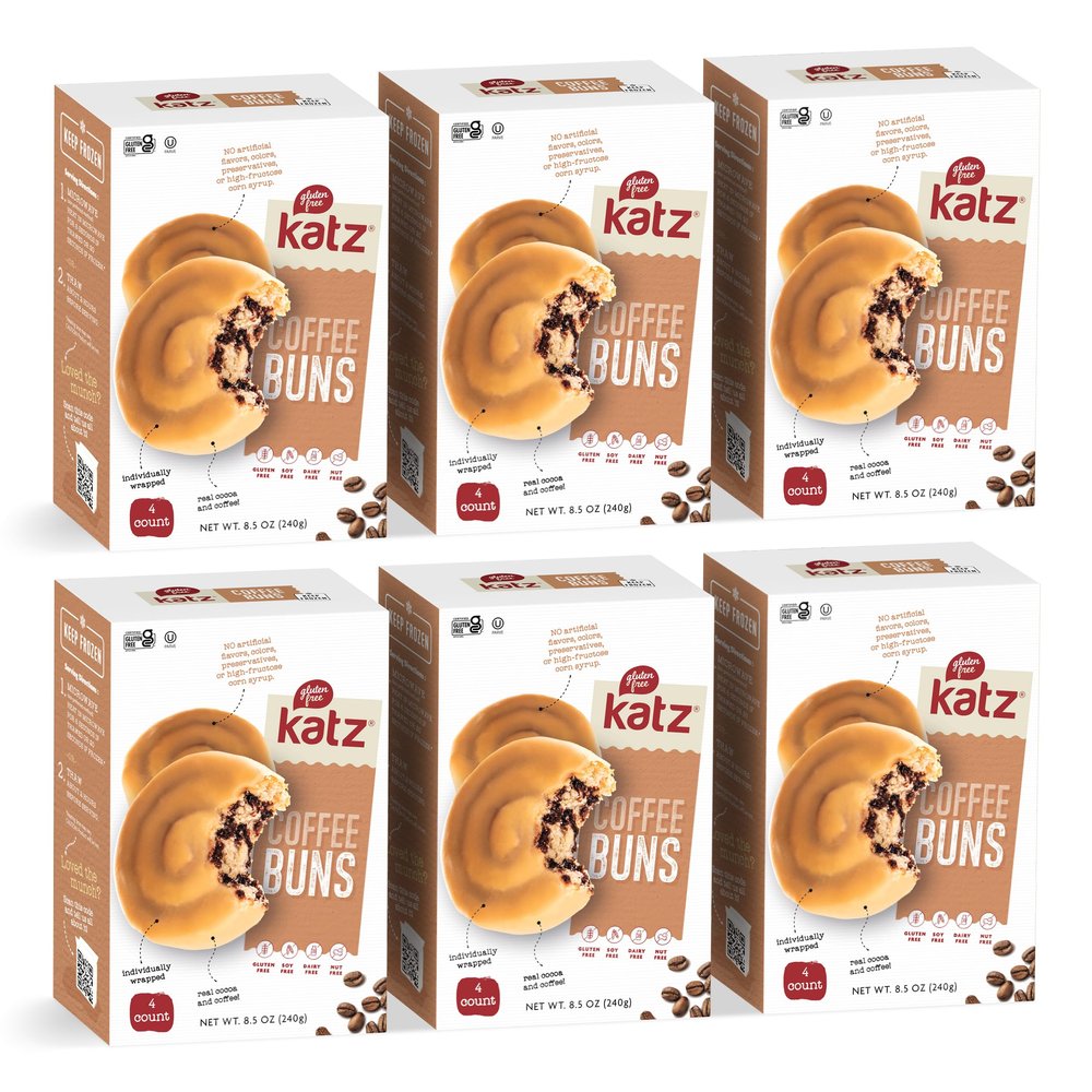 Katz Gluten Free Coffee Buns, Tree Nut Free, Peanut Free. Dairy Free. Soy Free. 4 Individually Wrapped coffee Buns 8.5 oz (Pack of 6)