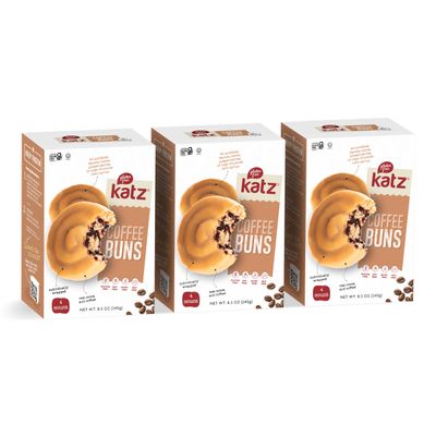 Katz Gluten Free Coffee Buns, Tree Nut Free, Peanut Free. Dairy Free. Soy Free. 4 Individually Wrapped coffee Buns 8.5 oz (Pack of 3)