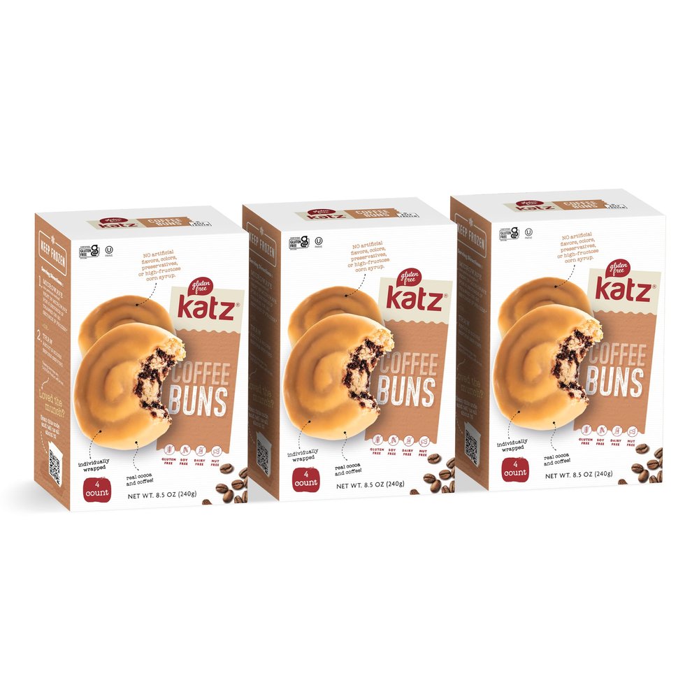 Katz Gluten Free Coffee Buns, Tree Nut Free, Peanut Free. Dairy Free. Soy Free. 4 Individually Wrapped coffee Buns 8.5 oz (Pack of 3)